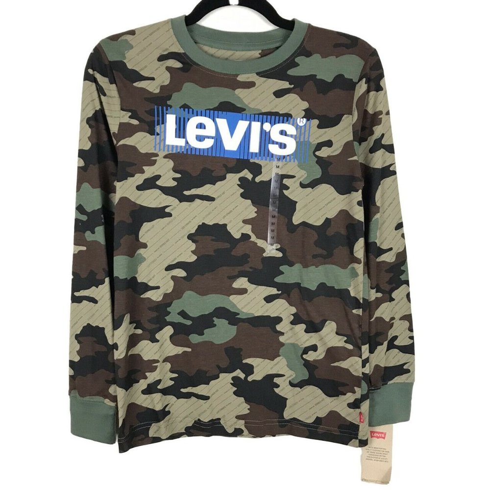 NWT Levis Camo Long Sleeve T Shirt Spellout M